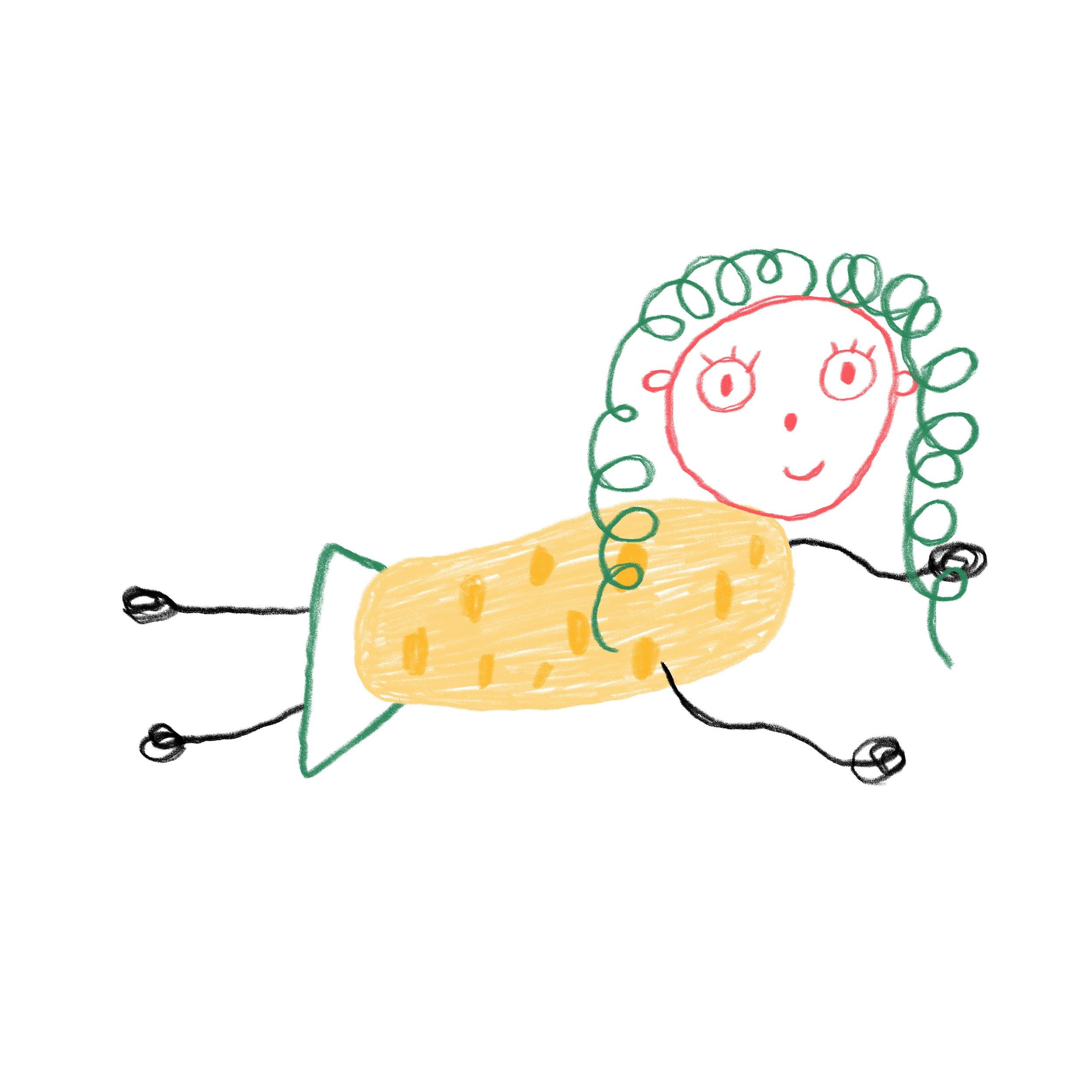Original childlike drawing of Brisa